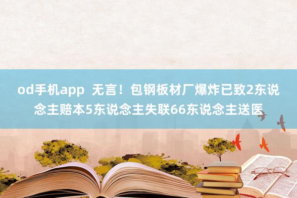 od手机app  无言！包钢板材厂爆炸已致2东说念主赔本5东说念主失联66东说念主送医
