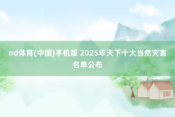 od体育(中国)手机版 2025年天下十大当然灾害名单公布