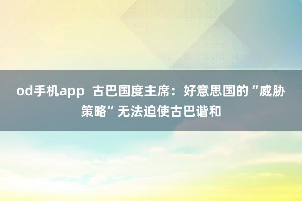 od手机app 古巴国度主席:好意思国的“威胁策略”无法迫使古巴谐和