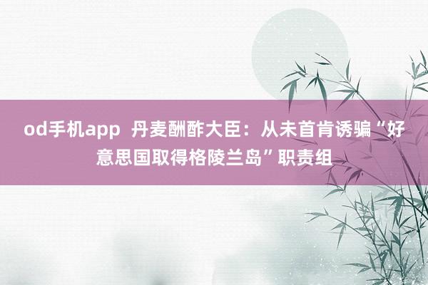 od手机app  丹麦酬酢大臣：从未首肯诱骗“好意思国取得格陵兰岛”职责组