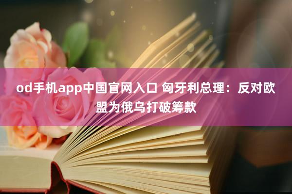 od手机app中国官网入口 匈牙利总理：反对欧盟为俄乌打破筹款
