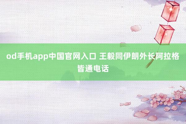 od手机app中国官网入口 王毅同伊朗外长阿拉格皆通电话