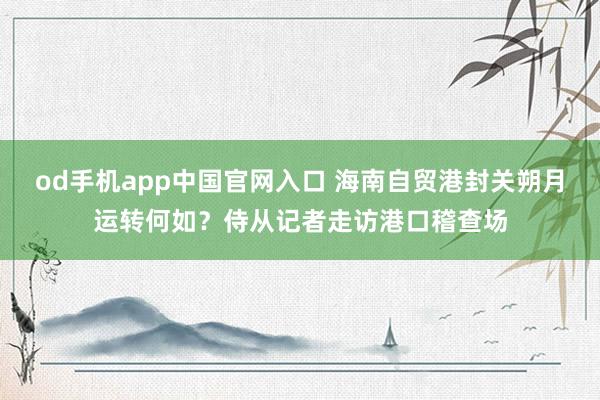 od手机app中国官网入口 海南自贸港封关朔月运转何如？侍从记者走访港口稽查场