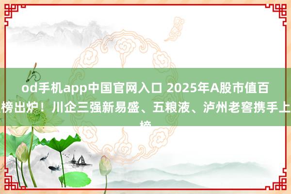 od手机app中国官网入口 2025年A股市值百强榜出炉！川企三强新易盛、五粮液、泸州老窖携手上榜