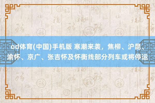 od体育(中国)手机版 寒潮来袭，焦柳、沪昆、渝怀、京广、张吉怀及怀衡线部分列车或将停运
