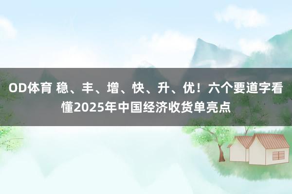 OD体育 稳、丰、增、快、升、优！六个要道字看懂2025年中国经济收货单亮点