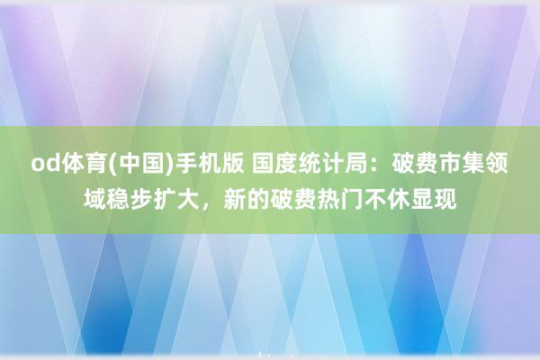 od体育(中国)手机版 国度统计局：破费市集领域稳步扩大，新的破费热门不休显现
