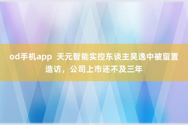 od手机app  天元智能实控东谈主吴逸中被留置造访，公司上市还不及三年