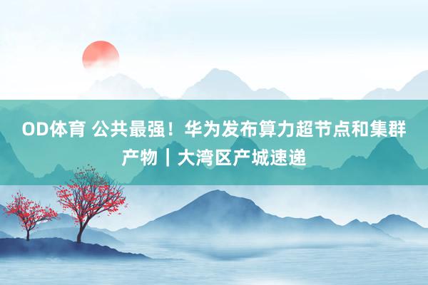 OD体育 公共最强！华为发布算力超节点和集群产物｜大湾区产城速递