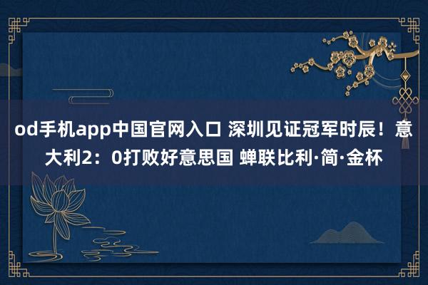 od手机app中国官网入口 深圳见证冠军时辰！意大利2：0打败好意思国 蝉联比利·简·金杯