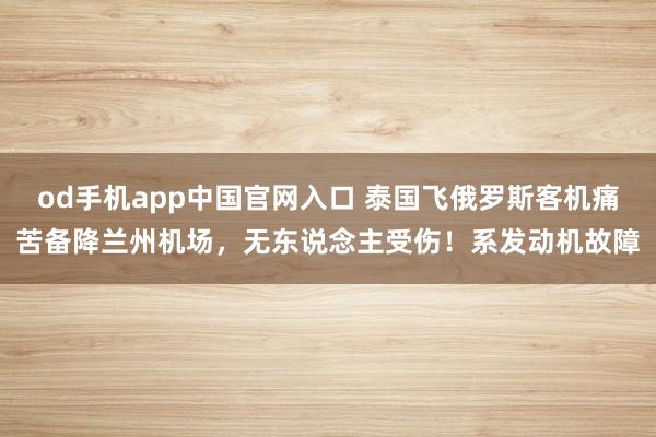 od手机app中国官网入口 泰国飞俄罗斯客机痛苦备降兰州机场，无东说念主受伤！系发动机故障