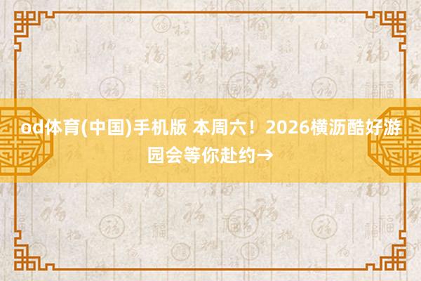 od体育(中国)手机版 本周六！2026横沥酷好游园会等你赴约→