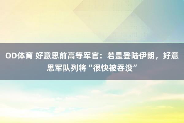 OD体育 好意思前高等军官：若是登陆伊朗，好意思军队列将“很快被吞没”
