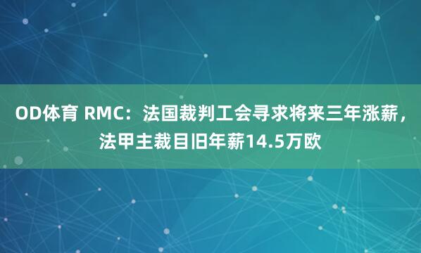 OD体育 RMC：法国裁判工会寻求将来三年涨薪，法甲主裁目旧年薪14.5万欧