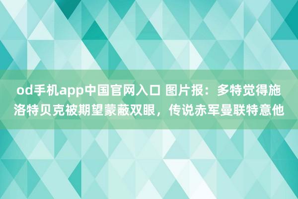 od手机app中国官网入口 图片报：多特觉得施洛特贝克被期望蒙蔽双眼，传说赤军曼联特意他
