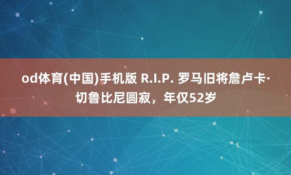 od体育(中国)手机版 R.I.P. 罗马旧将詹卢卡·切鲁比尼圆寂，年仅52岁