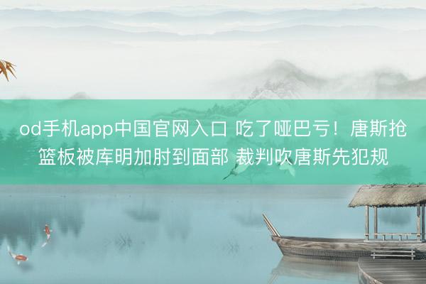 od手机app中国官网入口 吃了哑巴亏！唐斯抢篮板被库明加肘到面部 裁判吹唐斯先犯规