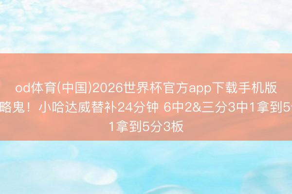 od体育(中国)2026世界杯官方app下载手机版 今天略鬼！小哈达威替补24分钟 6中2&三分3中1拿到5分3板