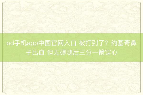 od手机app中国官网入口 被打到了？约基奇鼻子出血 但无碍随后三分一箭穿心