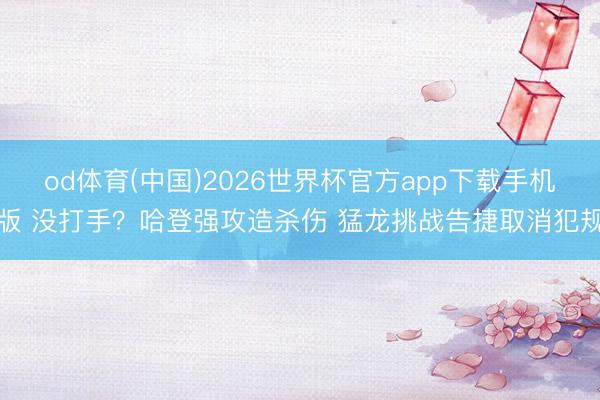 od体育(中国)2026世界杯官方app下载手机版 没打手？哈登强攻造杀伤 猛龙挑战告捷取消犯规