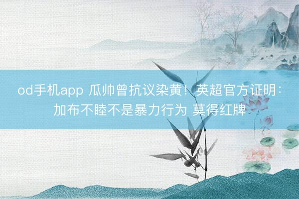 od手机app 瓜帅曾抗议染黄！英超官方证明：加布不睦不是暴力行为 莫得红牌