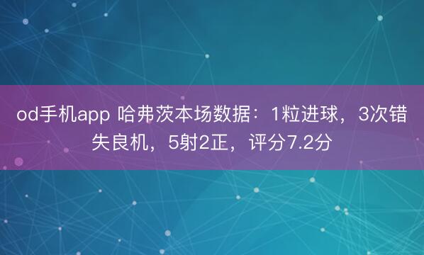 od手机app 哈弗茨本场数据：1粒进球，3次错失良机，5射2正，<a href=