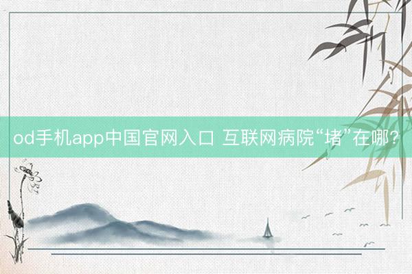 od手机app中国官网入口 互联网病院“堵”在哪?