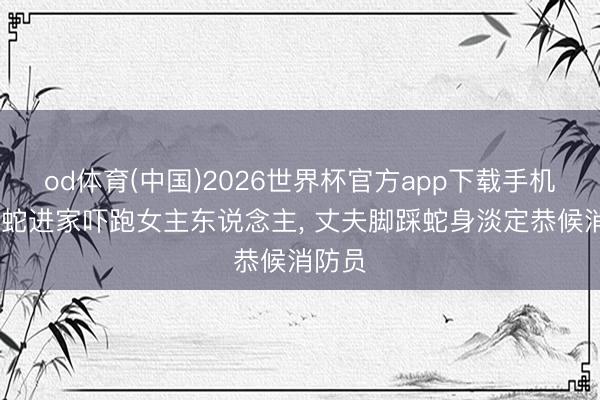 od体育(中国)2026世界杯官方app下载手机版 大蛇进家吓跑女主东说念主， 丈夫脚踩蛇身淡定恭候消防员