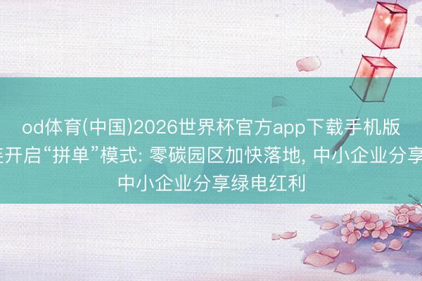 od体育(中国)2026世界杯官方app下载手机版 绿电直连开启“拼单”模式: 零碳园区加快落地， 中小企业分享绿电红利