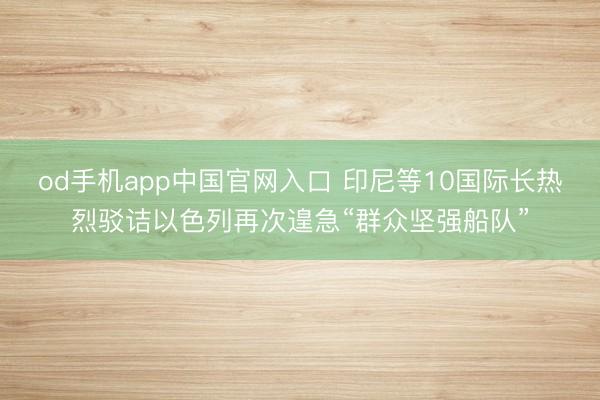 od手机app中国官网入口 印尼等10国际长热烈驳诘以色列再次遑急“群众坚强船队”