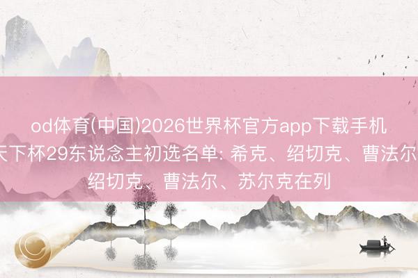 od体育(中国)2026世界杯官方app下载手机版 捷克公布天下杯29东说念主初选名单: 希克、绍切克、曹法尔、苏尔克在列