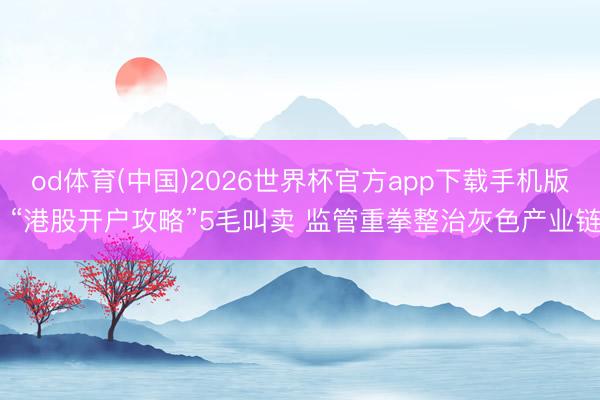 od体育(中国)2026世界杯官方app下载手机版 “港股开户攻略”5毛叫卖 监管重拳整治灰色产业链