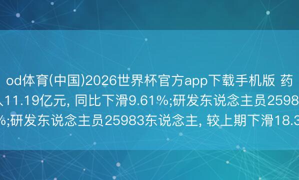 od体育(中国)2026世界杯官方app下载手机版 药明康德2025年研发进入11.19亿元， 同比下滑9.61%;研发东说念主员25983东说念主， 较上期下滑18.34%