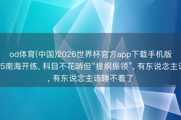 od体育(中国)2026世界杯官方app下载手机版 第四艘075南海开练, 科目不花哨但“提纲振领”, 有东说念主该睡不着了