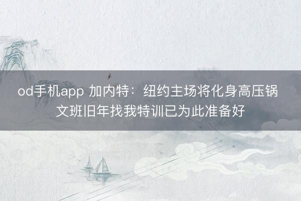 od手机app 加内特:纽约主场将化身高压锅 文班旧年找我特训已为此准备好