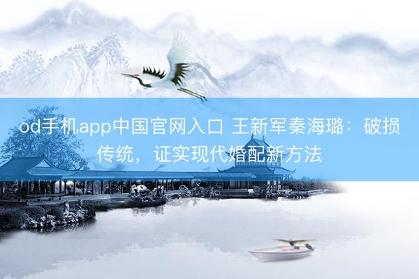 od手机app中国官网入口 王新军秦海璐：破损传统，证实现代婚配新方法