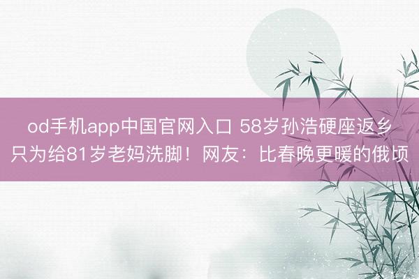od手机app中国官网入口 58岁孙浩硬座返乡只为给81岁老妈洗脚!网友:比春晚更暖的俄顷