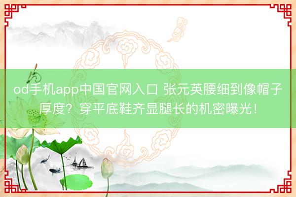 od手机app中国官网入口 张元英腰细到像帽子厚度？穿平底鞋齐显腿长的机密曝光！
