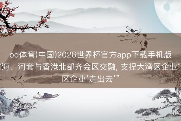 od体育(中国)2026世界杯官方app下载手机版 “深远前海、河套与香港北部齐会区交融， 支捏大湾区企业‘走出去’”